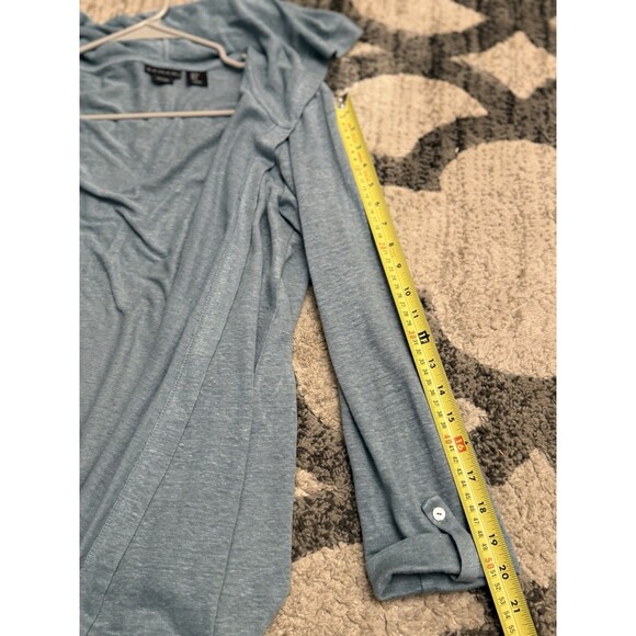 Tahari Womans Hooded Cardigan Sweater Small 100% Linen Long Line Open Front - Picture 5 of 9